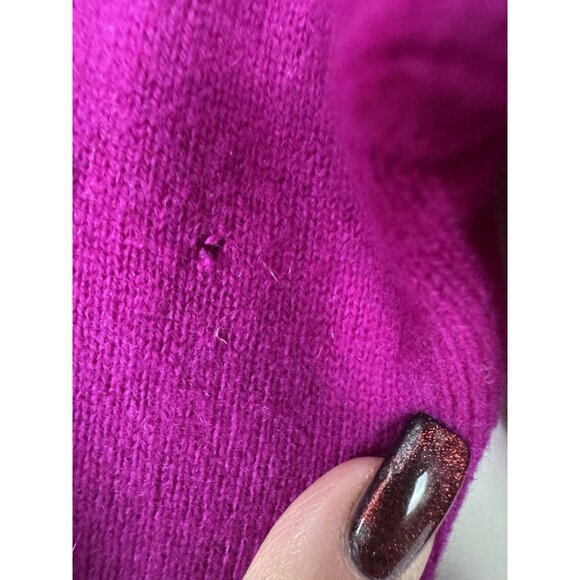 Magaschoni Magenta Women Large Cashmere Ruffle Cardigan Sweater Coquette Flaw - Picture 3 of 7